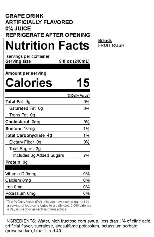 Fruit Rush Grape Drink One Gallon Plastic Jug