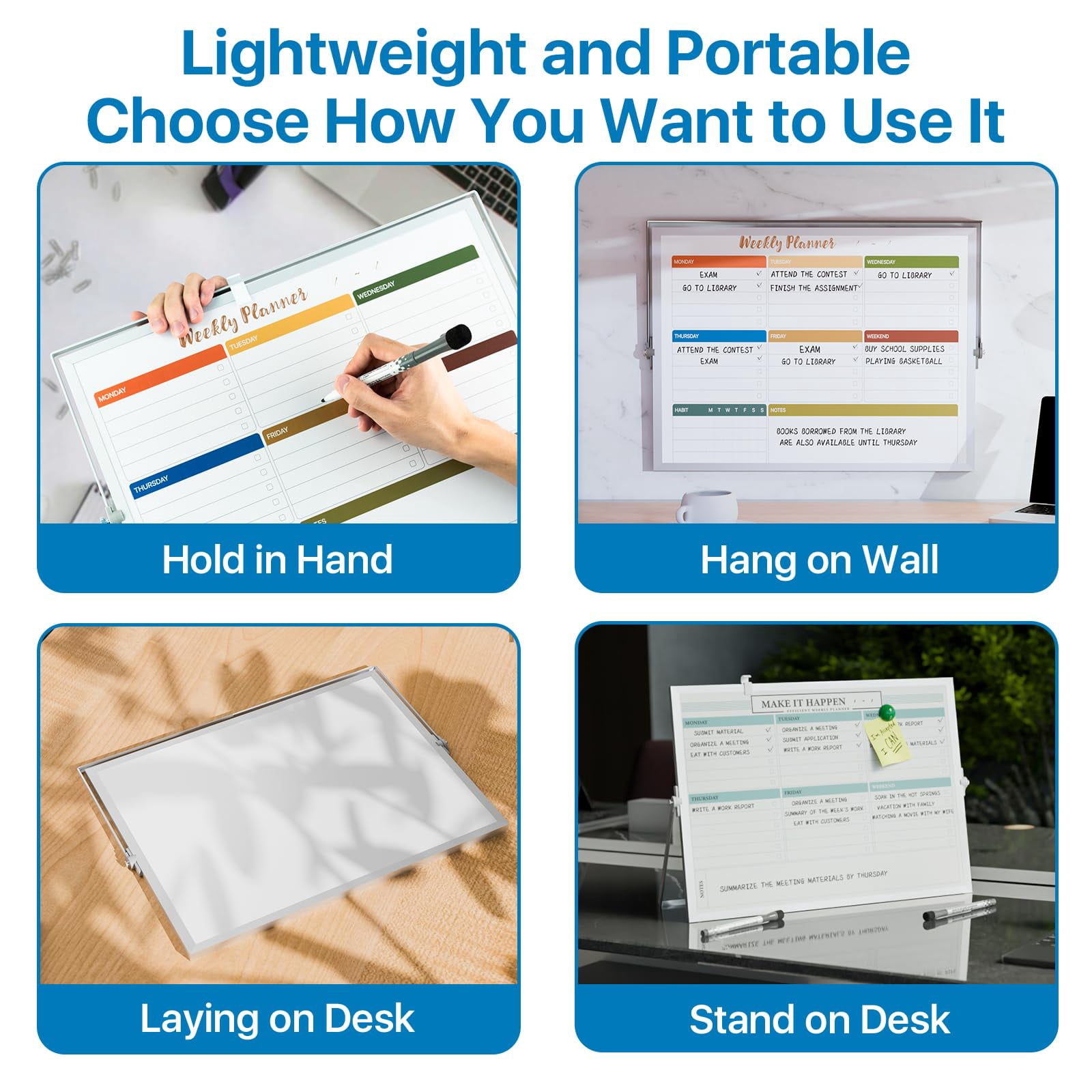 Marsrock Sale 16"×12"Colorful Desktop Double-Sided Dry Erase Whiteboard with Stand,Great for Home,School& Planning Board