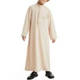 thumbnail image 2 of Mercatoo Boys 𝐌uslim Thobe for Kids Long Sleeve Stand Collar Kaftan Robe 𝐈slamic Clothing Boys 𝐌uslim Dress Ramadan 𝐃ubai Outfit, 2 of 9