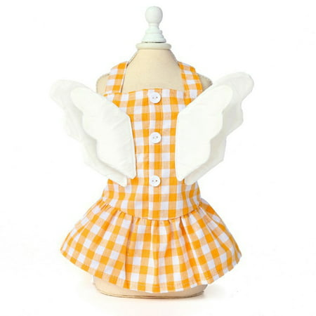 JsqnanchiFuyamp Pet Skirt with Angel's Wings Small Dog Dress Teddy Bichon Frise Cotton Skirt Spring and Summer Dog Costume