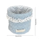 thumbnail image 3 of Cesta de tela para guardar cosas | Organizador cilíndrico de escritorio con diseño de encaje y lunares | Portaobjetos y artículos de papelería de tela rosa o azul, 3 of 6