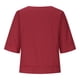 thumbnail image 5 of Blusa informal de lino y algodón para mujer de UMfun, cuello redondo, manga corta, color liso, holgada, color rojo (S-2XL), 5 of 8