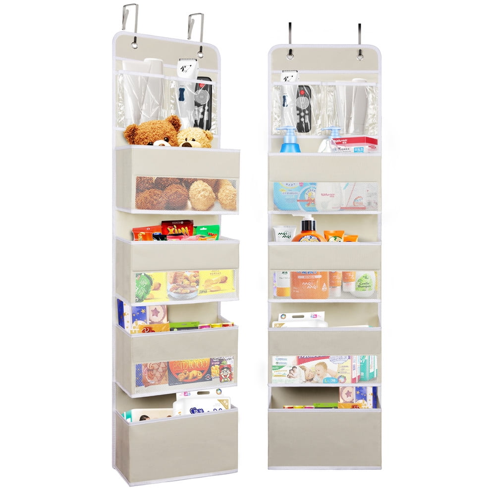 Kids Clothes coastal rose Over The Door Organizer Door Closet Organizers Shelves with 2 PVC Pockets for Bathroom 1 Pack Diaper Pantry 4 Large Pockets Hanging Nursery Baby Organizer Storage 