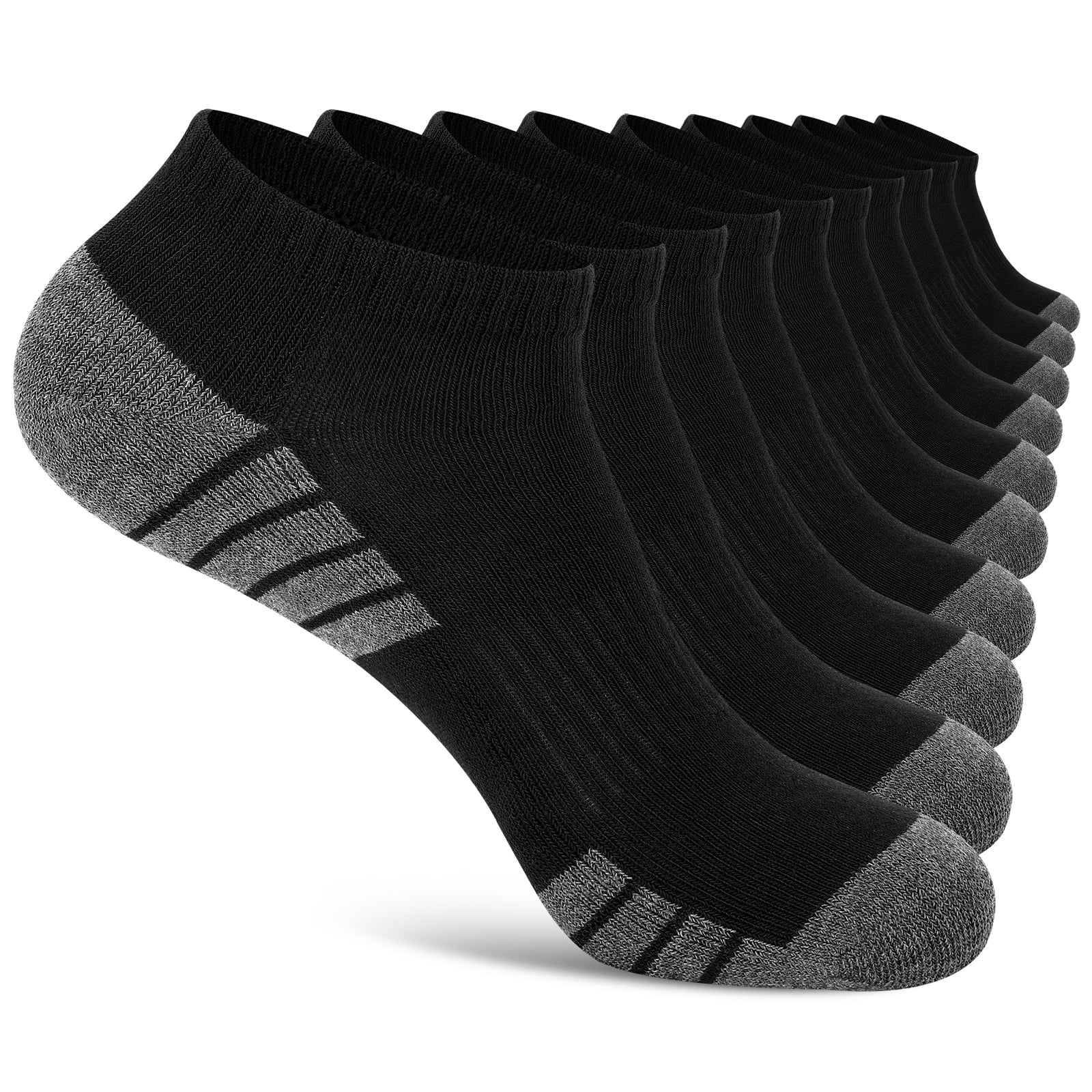 EALLCO 10 Pack Men's Ankle Socks Breathable Low Cut Light Weight Socks