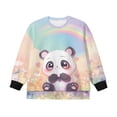 thumbnail image 4 of Xoenoiee Panda Heart Rainbow Flower Print Girls Oversized Sweatshirts Crewneck Sweaters Drop Shoulder Long Sleeve Side Slit Pullover Jumper Lightweight Tunic Top, 13-14 Years, 4 of 7