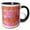 Black/White, variant on 3drose, Pattern of Printed Circles in Grey Orange and Pink, 11oz Mug
