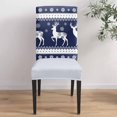 thumbnail image 4 of Chair Covers for Dining Room Set of 6,Xmas Reindeer Winter Snow Stretch Seat Protector Removable Washable Chairs Slipcovers for Kitchen Banquet Wedding Hotel,Snowflake Retro Geometric on Red, 4 of 6