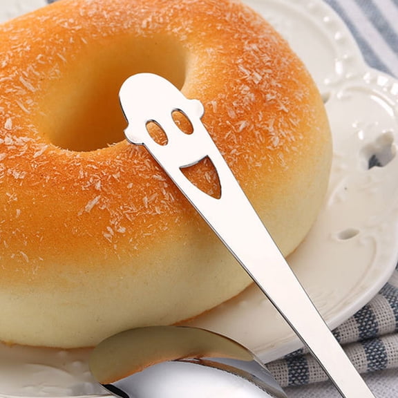 HAMPPLIES Set of 5 Stainless Steel Ice Cream Spoons with Unique Face Design and Smooth High Polish