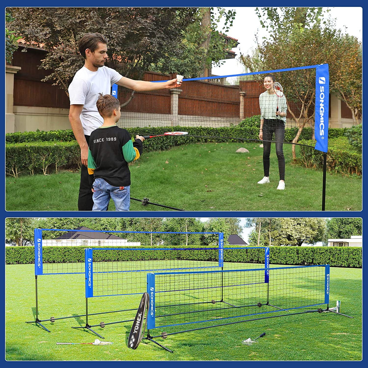 Filet De Badminton + Serre-tête Sportif - Filet 76x610 Cm, Serre-tête Noir - Pour Jeux En Extérieur, Famille, Sport
