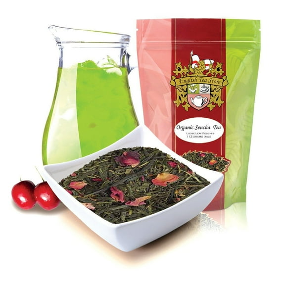 English Tea Sencha Kyoto Cherry Rose Green Tea Variety Loose Leaf Pouches 4oz