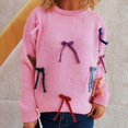 thumbnail image 2 of Teylalorva Womens Sweater Crew Neck Embellished Long Sleeve Casual Knit Pullover With Stylish Details Pink Size M, 2 of 5
