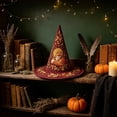 thumbnail image 5 of Fllostpr Halloween Fox Witch Hat, Quilted Embroidered Hat Dcor for Parties Renaissance Fairs Gothic Gatherings Themed Dress-Up, 16.9x11.8", 5 of 6