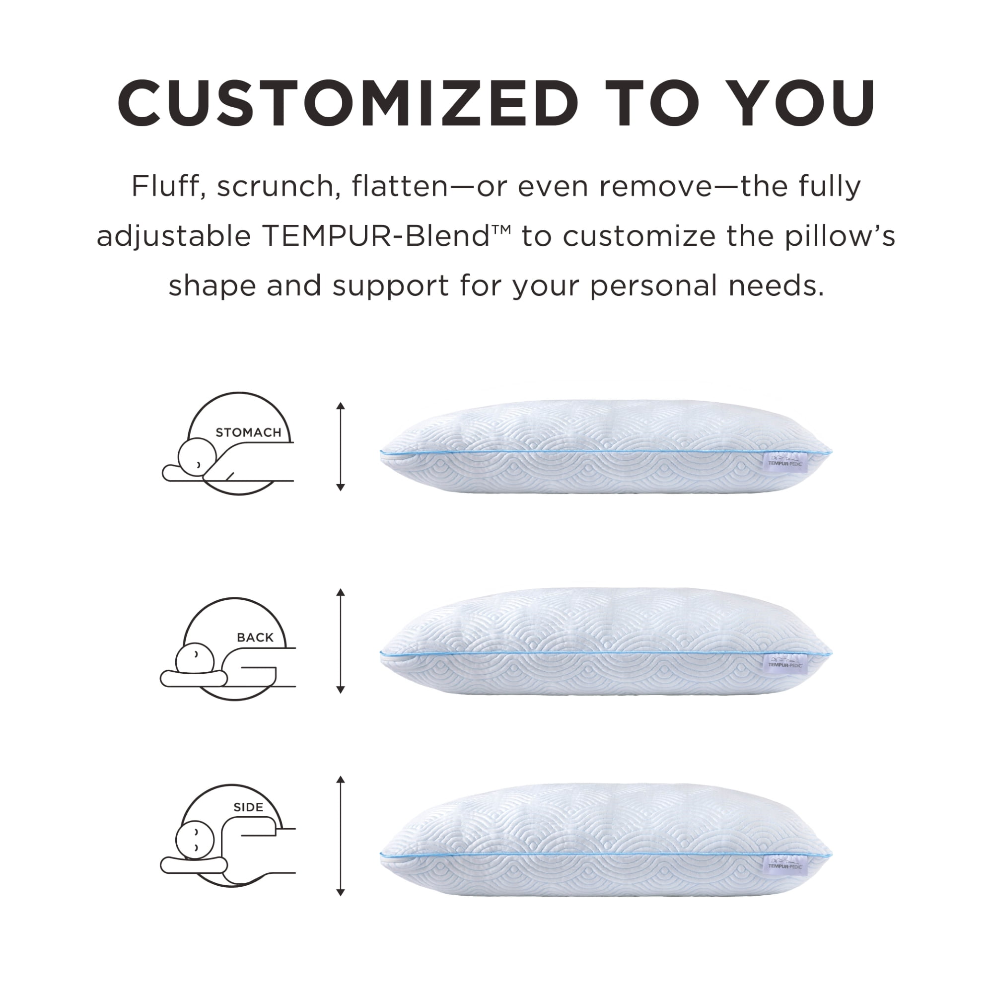 Tempur-Pedic Cloud Memory Foam Adjustable + Cooling Cover Pillow, Adult, Queen