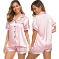 thumbnail image 5 of Pyjamas Gift compatible Women, Soft Satin Pjs Set Two Piece Silk Pyjamas Gift compatible Ladies Button Down Sleepwear Loungewear Size S-XXL, 5 of 5