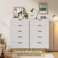 thumbnail image 5 of Danolapsi Fluted 5 Drawer Dresser, 48inch Tall Modern Chest of Drawers with Deep Drawers and Wide Top, Wooden Dresser Organizer for Bedroom，Living Room, Hallway, Kids Room, 5 of 8