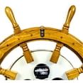 thumbnail image 2 of Nagina International 36" Premium Mahogany Crafted Large Nautical Ship's Wheel Times World Clock | Nautical Home Decor & Gifts (36 Inches, Mahogany), 2 of 5