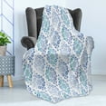 thumbnail image 4 of Watercolor Soft Flannel Fleece Blanket, Old Fashioned Floral Motifs Traditional Moroccan Elements Classical, Cozy Plush for Indoor and Outdoor Use, 50" x 70", Sea Green Violet Blue, by Ambesonne, 4 of 5
