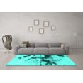 thumbnail image 3 of Ahgly Company Machine Washable Indoor Round Abstract Turquoise Blue Modern Area Rugs, 6' Round, 3 of 4