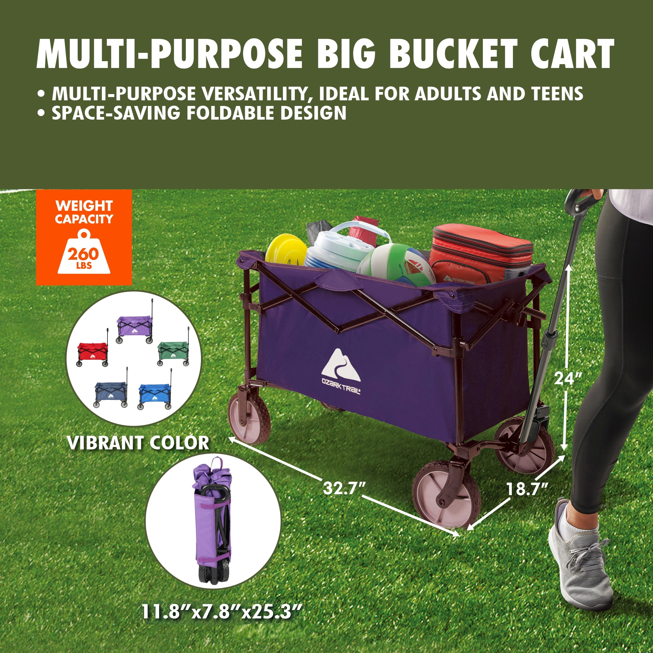 Ozark Trail Multi-Purpose Big Bucket Cart, Black Wagon - Walmart