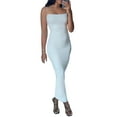 thumbnail image 2 of xiaxaixu Femmes Bodycon Midi Robe, Spaghetti Sangle Robe de Cocktail de Couleur Unie, 2 of 5