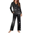 thumbnail image 2 of Garronmavis Halloween Spider Web Womens 2 Piece Pajama Set Long Sleeve Button Down Nightwear Cozy Warm Sleepwear Set Loungewear PJs for Women with Pockets, 2 of 7
