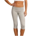 thumbnail image 3 of BiZtdJrK Womens Cotton Casual Leggings Low Waisted Fold Over Capris Lightweight Comfy Solid Color Yoga Capri Pants Gray S, 3 of 7