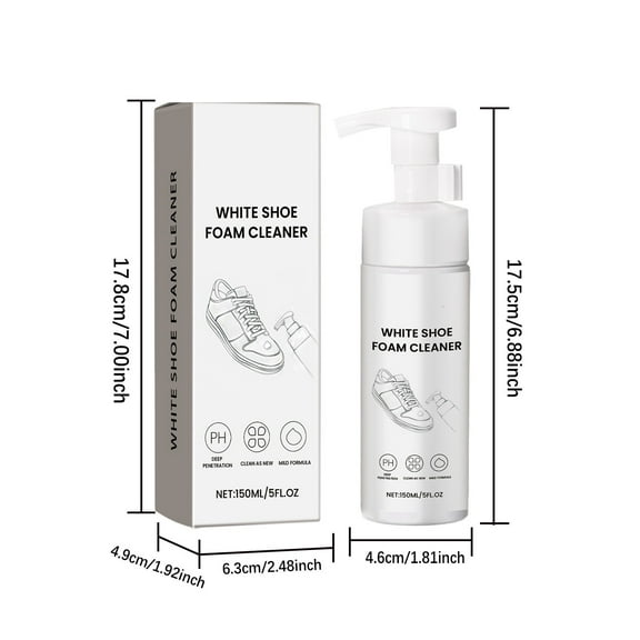 White Shoe Foam Cleaner, 5oz for Fabric Cleaner For Leather, Whites, Suede and Nubuck Sneakers, Deep Penetration, Clean As New, Mild Formula