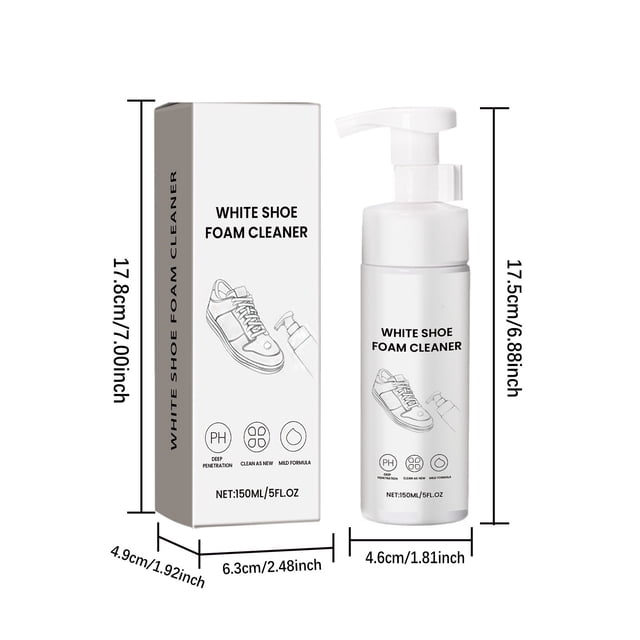 Limpiador de espuma para zapatos blancos, 147 ml (5 oz) para telas, cuero, gamuza y nobuk. Penetración profunda, deja la piel como nueva. Fórmula suave.