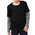 thumbnail image 2 of Ruyang Youth Cotton Soft Shirt Striped Sleeve Long Crew Neck Tops Clothes Baby Kids Unisex Lightweight Comfy Pullover Shirt, 2 of 5