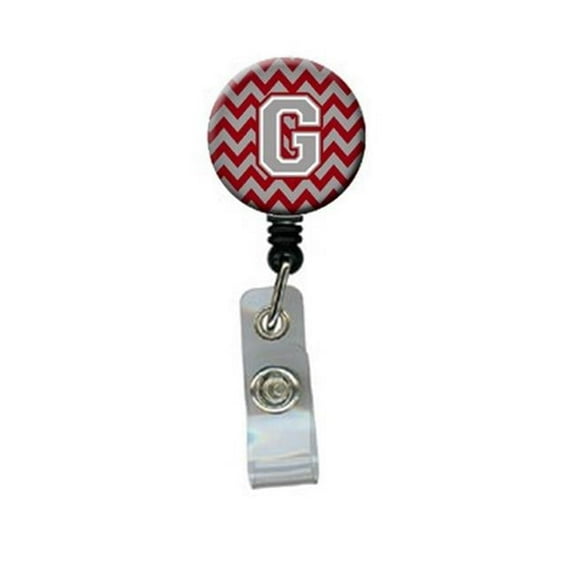 Carolines Treasures CJ1043-GBR Letter G Chevron Crimson & Grey Retractable Badge Reel, 5 x 1 x 2 in.