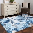 thumbnail image 3 of 4'x6' Area Rugs, Blue Beach Coastal Indoor Outdoor Area Rug for Living Room Bedroom, Coral Nautical Sea Turtle Washable Bathroom Rugs Kitchen Floor Carpet Mats Home Decor Aesthetic, 3 of 8