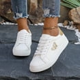 thumbnail image 2 of Rokment Glitter Sequin White Low Top Fashion Sneakers for Women 2026 Spring Fall Heart Design Leather Stylish Casual Platform Walking Skate Tennis Shoes Gold Size 6.5, 2 of 6