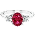 thumbnail image 5 of PEORA 14K White Gold Oval Created Ruby and Lab Grown Diamond 3 Stone Trellis Ring, 2.10 Carats total, Size 9.5, 5 of 5