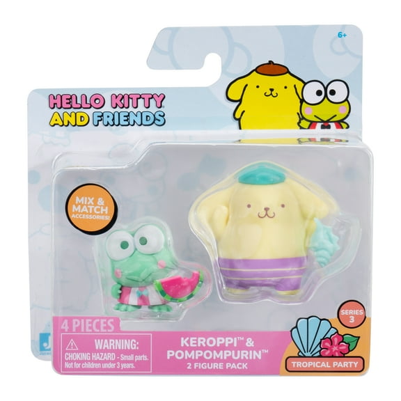 Hello Kitty And Friends Tropical Party 2 Figure Pack - 2" Keroppi & Pompompurin Figures