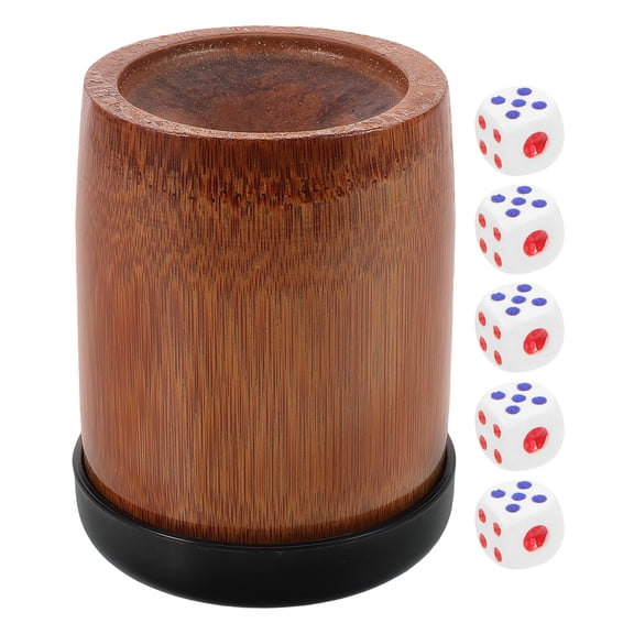 SHISUYAN Ensemble de Gobelets Shaker pour dés avec 5 dés Gobelet en Bambou Portable pour dés pour Voyage Fête Bar Divertissement et Soirées de Jeux Cadeau Idéal pour les Passionnés de Jeux de Société