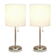 thumbnail image 2 of Creekwood Home 19.5" Oslo Contemporary Bedside Duo, Brushed Steel Table Lamp Two Pack Set with USB Port, White Shades, 2 of 8