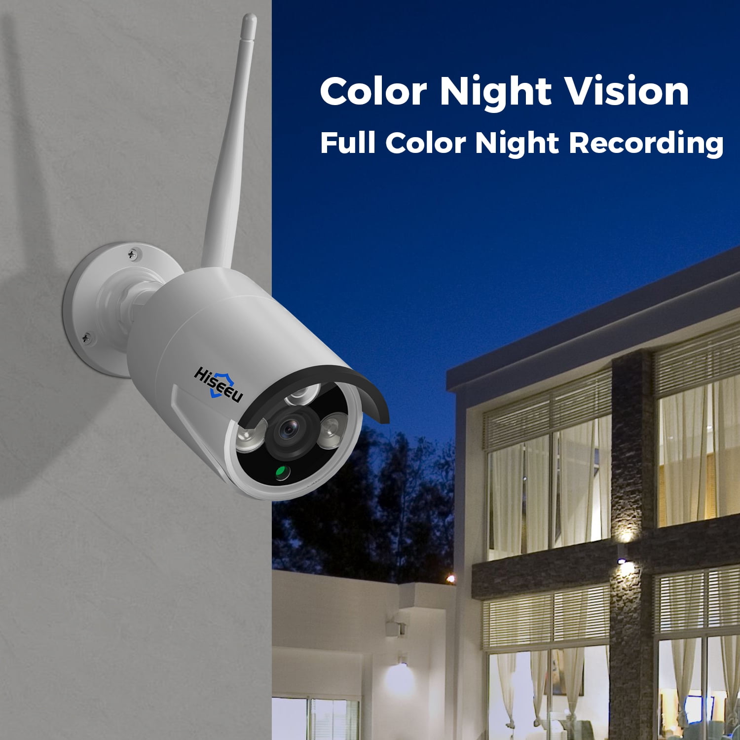 Hiseeu 4Pcs 3MP Wired Wi-Fi Security Camera System,Color Night Vision, Motion Alert,Without Hard Drive
