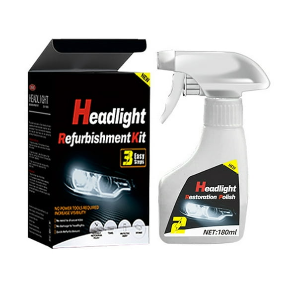 180ml Headlight Restoration Kit for Cars - Car Headlight Polish & Cleaner to Remove Haze,Yellowing,Oxidation - Easy to Apply Headlight Refurbishment Solution for Clear & Bright Lights