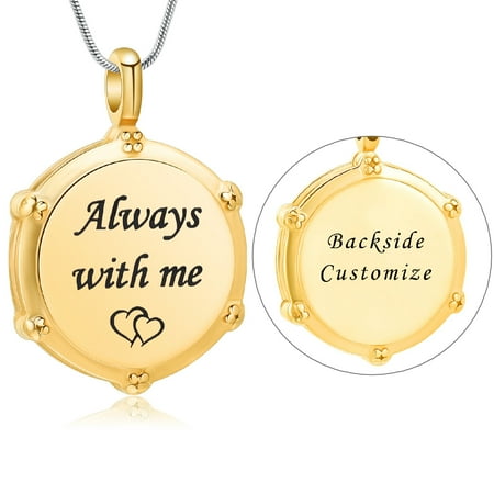 Personalized Always with Me - Drum Cremation Jewelry for Ashes Urn Necklace Lockets for Human Ashes Pendent for Ashes and Chain