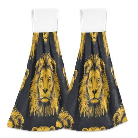 

2 Bathroom Towels Kitchen Towels 18.2x14In Velcro Hand Wipes Dish Cloths & Dish Towels Washroom Towels Face Towel Hand Wipes Cartoon Lion Face Seamless