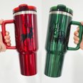 thumbnail image 2 of Almacén de EE. UU. Sublimación en blanco Vaso navideño de 40 oz Vaso metálico navideño rojo verde Quencher H2.0 Vaso para regalo de niña, 2 of 4