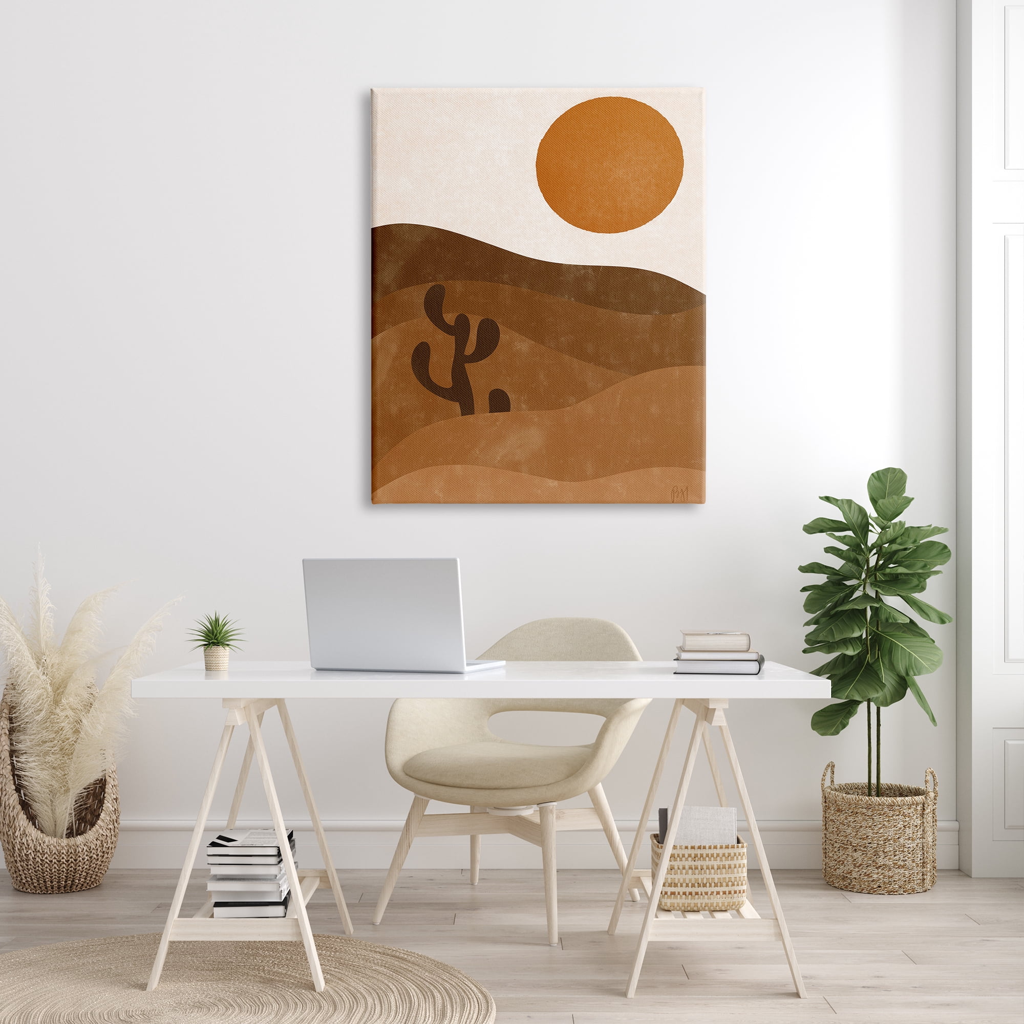 Stupell Indtries Desert Cact Rolling Hills Bold Orange Sun Landscape,36 x 48,Design by Birch&Ink
