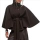 thumbnail image 1 of Ponchos con Mangas de Murciélago para Mujer, Abrigo de Lana con Cuello Alto y Cinturón, Chaqueta Corta de Invierno Café L, 1 of 8