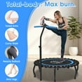 thumbnail image 2 of YORIN Rebounder Foldable Trampoline for Adults, 330LBS Fitness Indoor Trampoline, 50" 40" 48" Mini Exercise Trampoline with Bungees, 3 Level Adjustable Foam Handle Bar, Stable Quiet Small Trampoline, 2 of 9