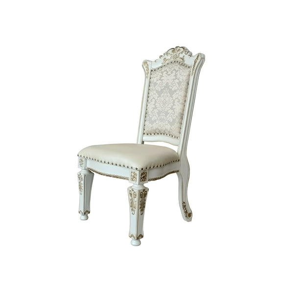 ACME Vendome Faux Leather Upholstered Side Chair in  Antique Pearl