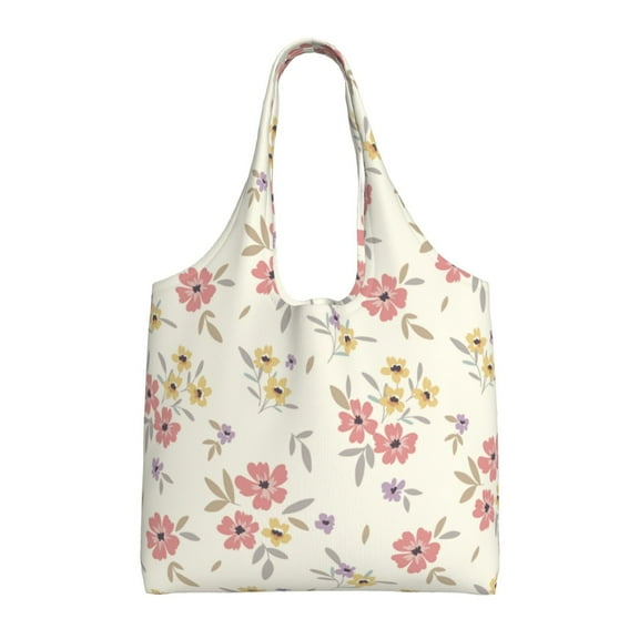 Vsdgher Floral Print canvas Tote Bag, Lightweight Cloth Bags, Suitable for shopping, groceries, travel