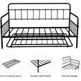 thumbnail image 6 of Black Daybed with Trundle Bed Twin Size, SEGMART Metal Trundle Bed Frame Twin Daybed Frame, Space-Saving Twin Daybed with Metal Slat Support, Daybed for Bedroom Guest Room, No Box Spring Needed, 6 of 10