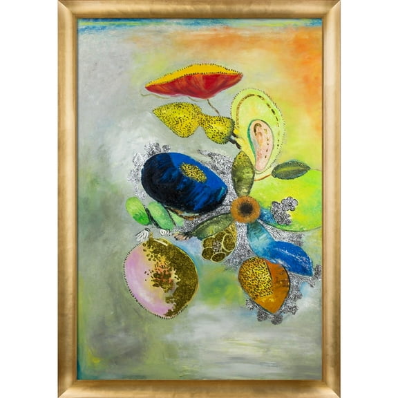 La Pastiche Odilon Redon 'Flowers, 1914-1916' (Luxury Line) Hand Painted Framed Canvas Art