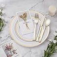 thumbnail image 2 of 150PCS Plastic Dinnerware Set (25 Guests), Gold Disposable Plates for Party, Wedding, Christmas, Anniversary, Includes: Dinner Plates, Dessert Plates, Cups, Spoons, Forks and Knives, 2 of 6