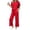 Red, variant on Bosfbaoi Two Piece Sets for Women Short Sleeve Crew Neck T‑Shirt High Waist Drawstring Wide Leg Pants Casual Loungewear Sets